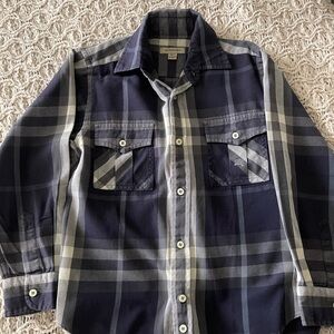 Burberry Navy and Gray Plaid Button-Down Shirt - Kids